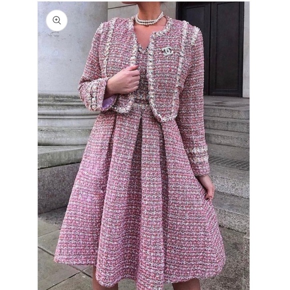 Pink Tweed Dress with Jacket - Picture 2 of 9